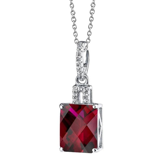 Radiant Shape Red Ruby With Diamonds Necklace Pendant 5.35 Carats - Gemstone Pendant-harrychadent.ca