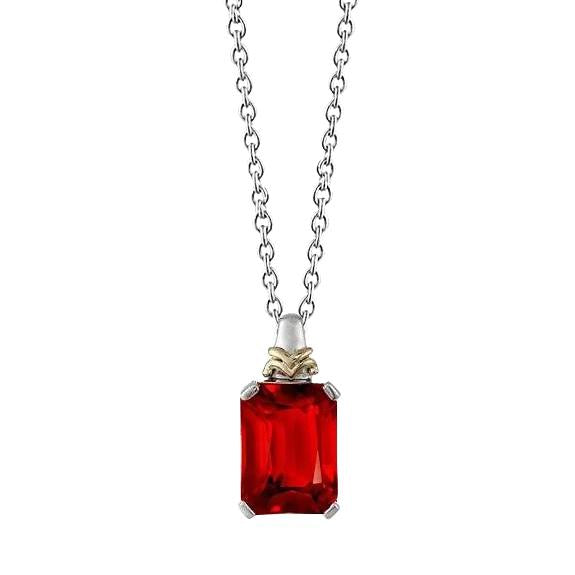 Red Ruby Pendant Necklace With Chain 6 Carat Gold 14K - Gemstone Pendant-harrychadent.ca