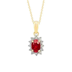 Red Ruby With Diamonds 3.35 Carats Pendant Necklace New