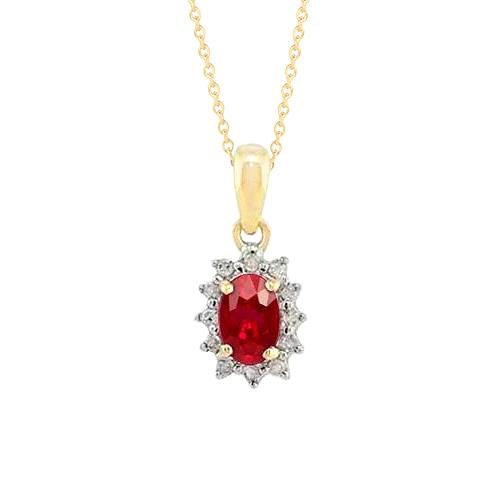 Red Ruby With Diamonds 3.35 Carats Pendant Necklace New - Gemstone Pendant-harrychadent.ca