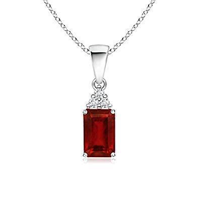 Red Ruby With Diamonds 4.50 Carats Pendant Necklace White Gold 14K - Gemstone Pendant-harrychadent.ca