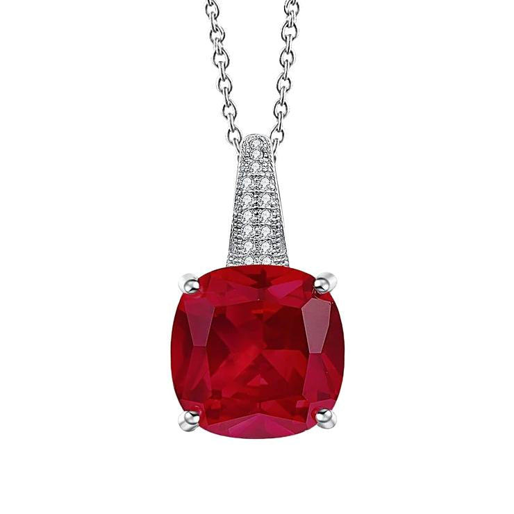 Red Ruby With White Diamonds 8.30 Ct Pendant Necklace Gold White 14K - Gemstone Pendant-harrychadent.ca