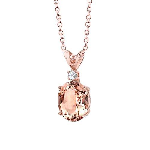 Rose Gold 14K 24.25 Carats Big Morganite With Small Diamond Pendant - Gemstone Pendant-harrychadent.ca