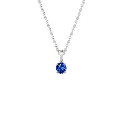 Round Cut Ceylon Sapphire Diamond Pendant Necklace 2 Carat WG 14K