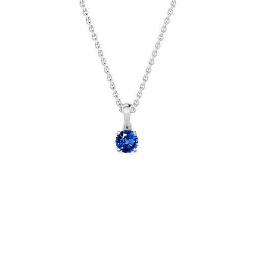 Round Cut Ceylon Sapphire Diamond Pendant Necklace 2 Carat WG 14K - Gemstone Pendant-harrychadent.ca