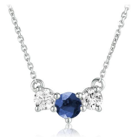 Round Sapphire Pendant With Diamond White Gold Jewelry 1.50 Carats - Gemstone Pendant-harrychadent.ca