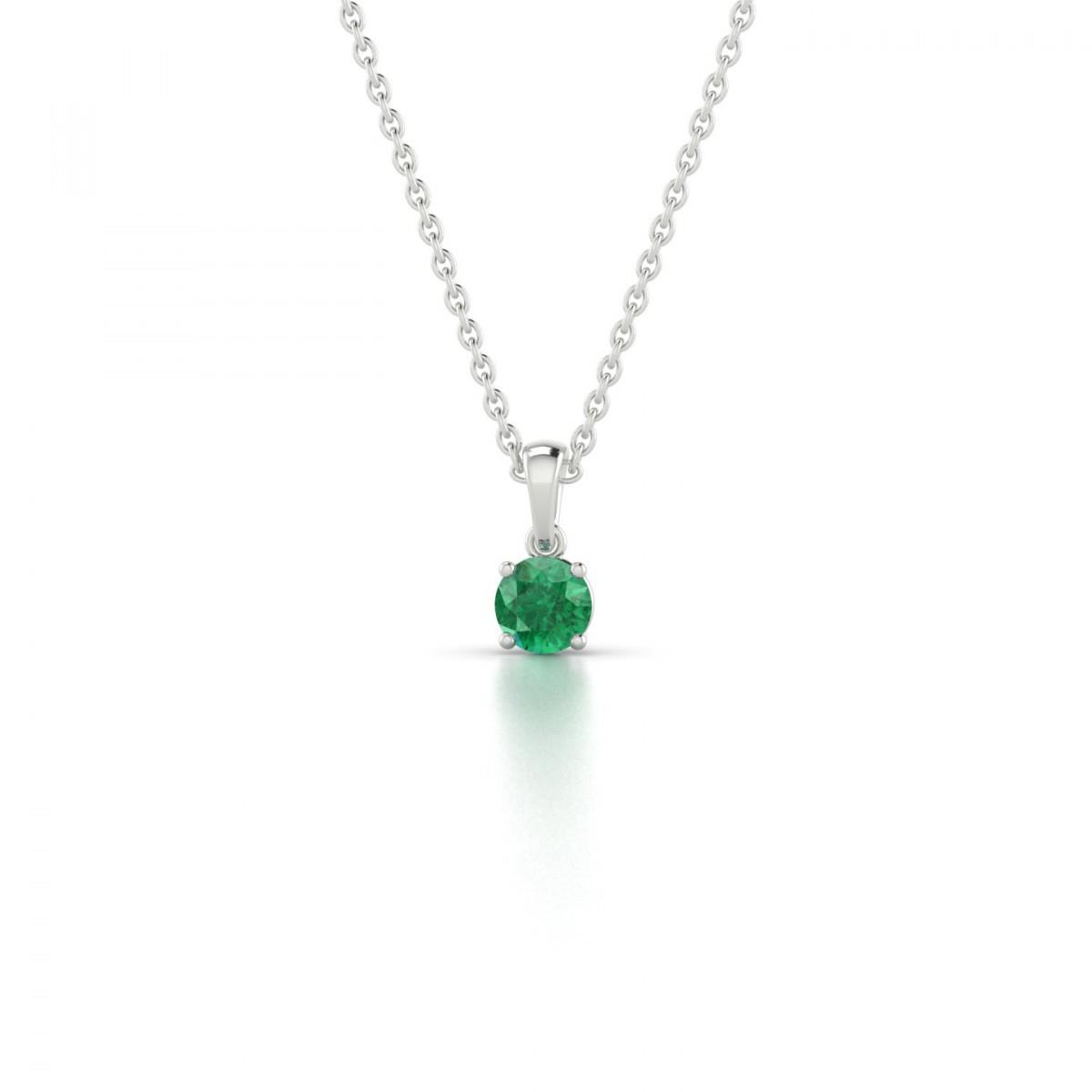 Round Solitaire Green Emerald Gemstone Pendant Necklace 3 Carat - Gemstone Pendant-harrychadent.ca