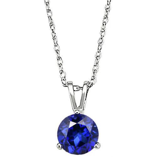 Round Sri Lankan Sapphire 5.01 Carat Necklace Pendant White Gold 14K - Gemstone Pendant-harrychadent.ca