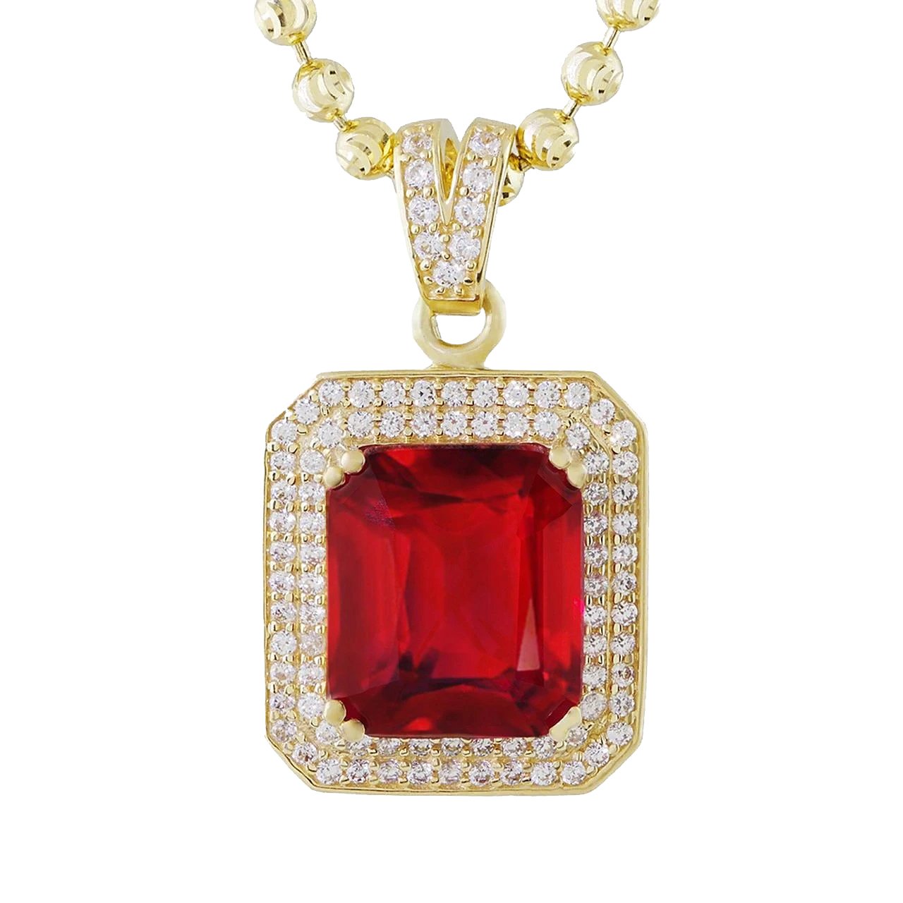 Ruby With Diamonds 11.20 Carats Pendant Necklace 14K Yellow Gold - Gemstone Pendant-harrychadent.ca