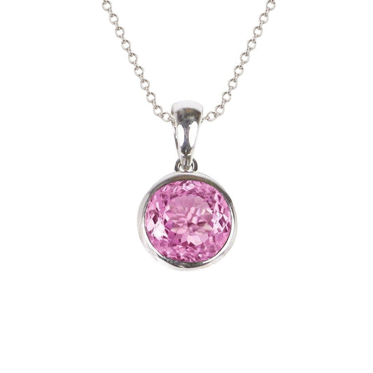 Solitaire 3 Carat Kunzite Pendant Necklace With Chain 14K Gold - Gemstone Pendant-harrychadent.ca