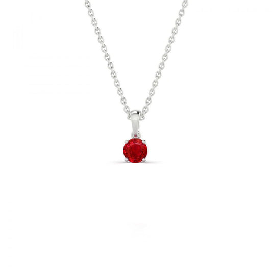Solitaire 3 Ct. Red Ruby Pendant Necklace White God 14K - Gemstone Pendant-harrychadent.ca