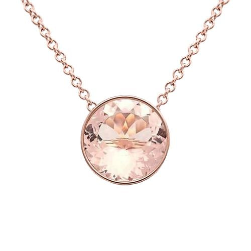 Solitaire Bezel Set Morganite 30 Ct Pendant With Chain Gold Rose 14K - Gemstone Pendant-harrychadent.ca