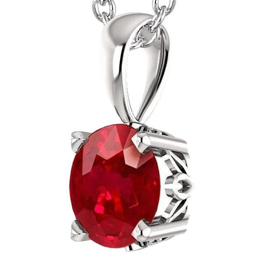 Solitaire Big 18 Carat Round Cut Ruby Pendant Necklace Wg 14K - Gemstone Pendant-harrychadent.ca