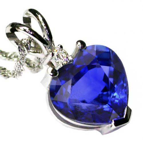 Sri Lankan Sapphire Jewelry & Diamond Pendant White Gold 14K 3.25 Ct - Gemstone Pendant-harrychadent.ca