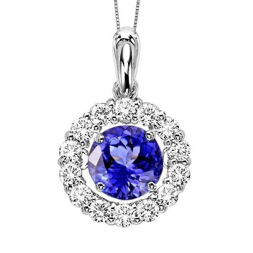 Tanzanite And Diamonds 3.85 Carats Pendant Necklace White Gold 14K - Gemstone Pendant-harrychadent.ca