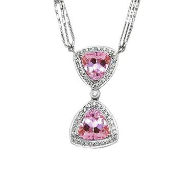 Trillion Cut Pink Kunzite And Diamond 14K White Gold Pendant 23 Ct. - Gemstone Pendant-harrychadent.ca