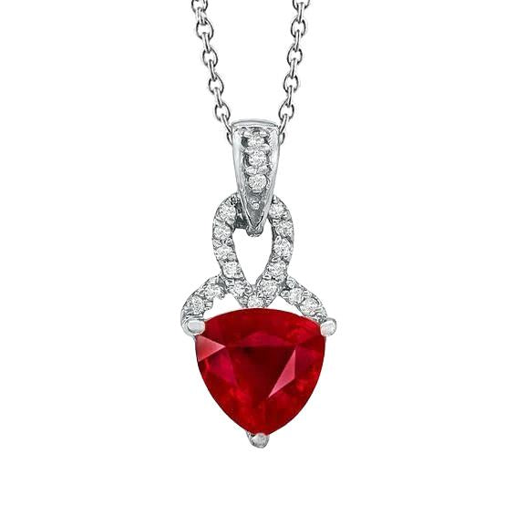 Trillion Red Ruby Gemstone Pendant 3.50 Carats White Gold 14K - Gemstone Pendant-harrychadent.ca