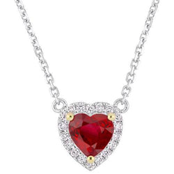 Two Tone Gold 14K 5.65 Carats Ruby & Natural Earth Mined Diamonds Pendant Necklace New