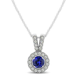 White Gold 14K 2.50 Ct Tanzanite With Natural Earth Mined Diamonds Pendant Necklace New