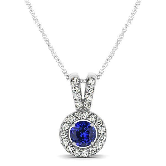 White Gold 14K 2.50 Ct Tanzanite With Diamonds Pendant Necklace New - Gemstone Pendant-harrychadent.ca