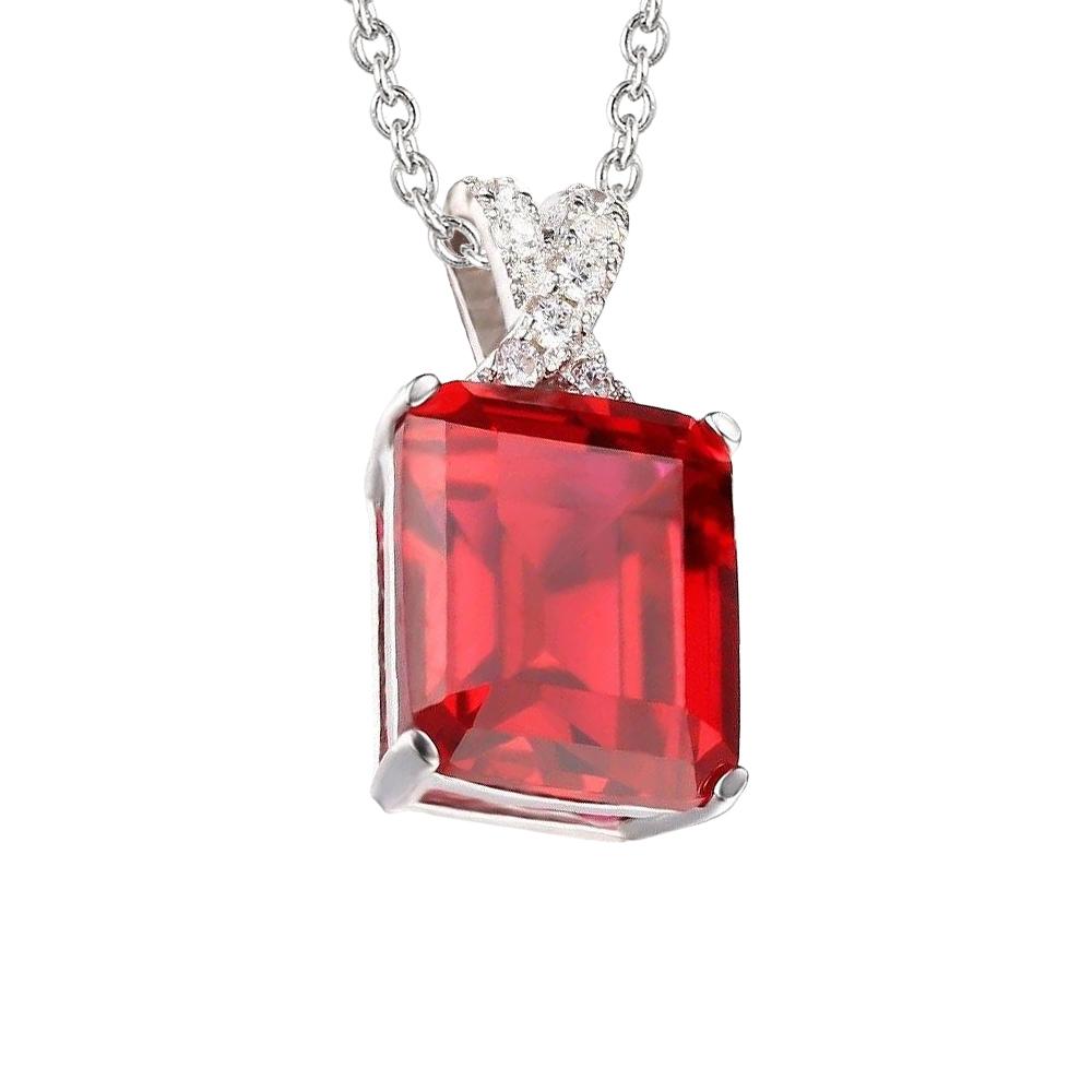 White Gold 14K 8.25 Ct. Ruby And Diamonds Pendant Necklace - Gemstone Pendant-harrychadent.ca