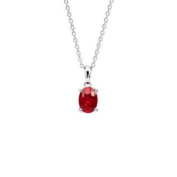 Women 14K White Gold Oval Cut Red Ruby Gemstone Pendant 3 Carats - Gemstone Pendant-harrychadent.ca