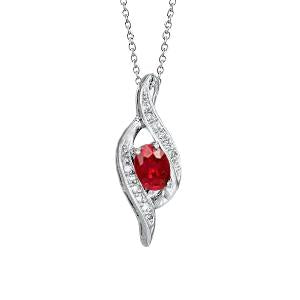 Women Necklace Pendant 1.70 Carats Ruby With Diamonds White Gold 14K - Gemstone Pendant-harrychadent.ca