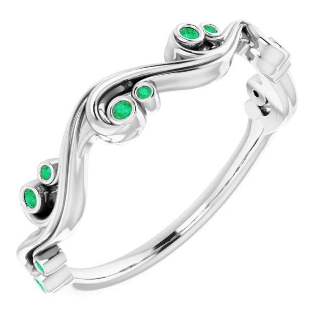 0.30 Carats Green Emerald Bezel Setting Ring White Gold 14K - Gemstone Ring-harrychadent.ca