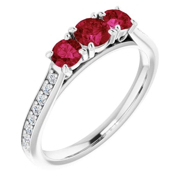 1.10 Carats Burma Ruby Diamond Accented Ring 14K White Gold New - Gemstone Ring-harrychadent.ca