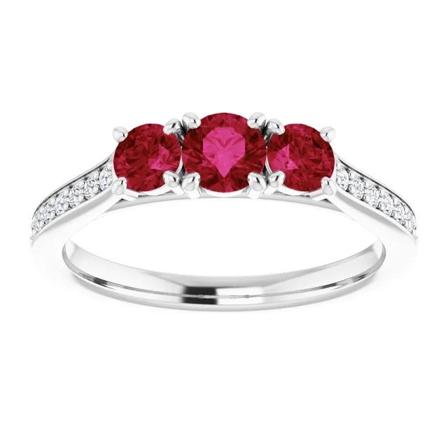 1.10 Carats Burma Ruby Diamond Accented Ring 14K White Gold New - Gemstone Ring-harrychadent.ca