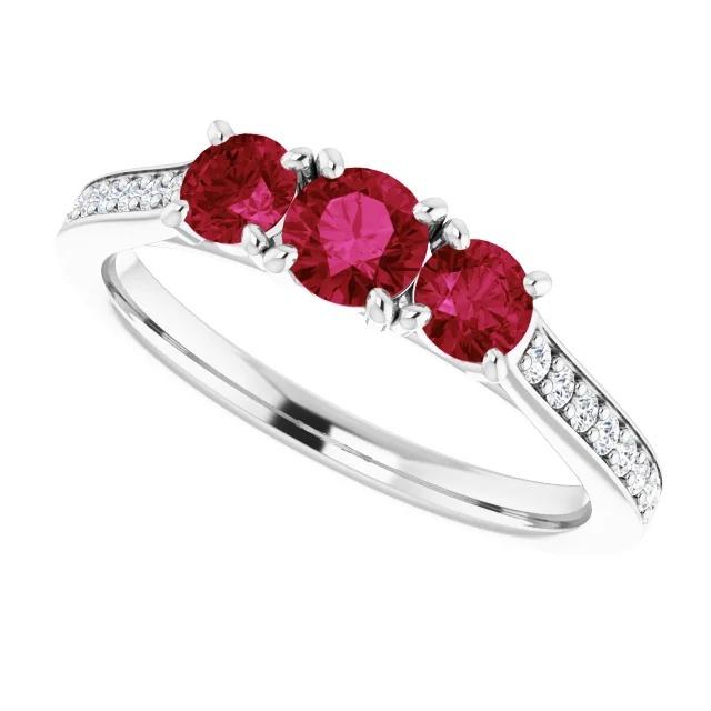 1.10 Carats Burma Ruby Diamond Accented Ring 14K White Gold New - Gemstone Ring-harrychadent.ca