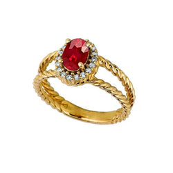 1.16 Carats Diamond Ruby Gemstone Ring Oval White Gold 14K