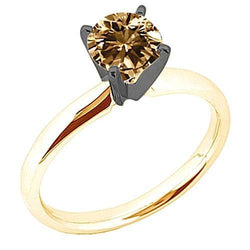 1.25 Carat Champagne Natural Earth Mined Diamond Wedding Gemstone Ring Gold Yellow