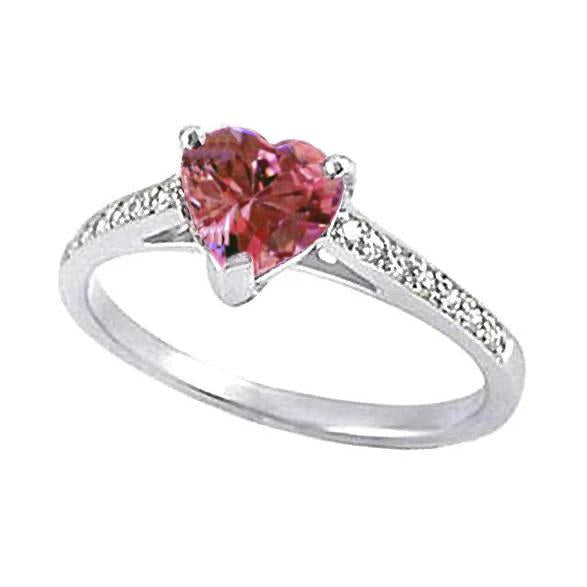 1.25 Carats Pink Heart Shape Sapphire Diamond Gemstone Ring Gold - Gemstone Ring-harrychadent.ca