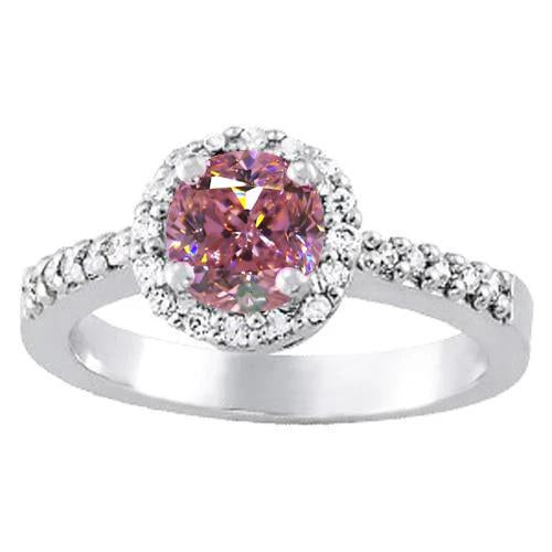 1.25 Carats Round Pink Sapphire Solitaire With Accent Engagement Ring - Gemstone Ring-harrychadent.ca