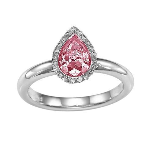 1.26 Ct Pink Sapphire Pear & Round Diamond Engagement Ring - Gemstone Ring-harrychadent.ca