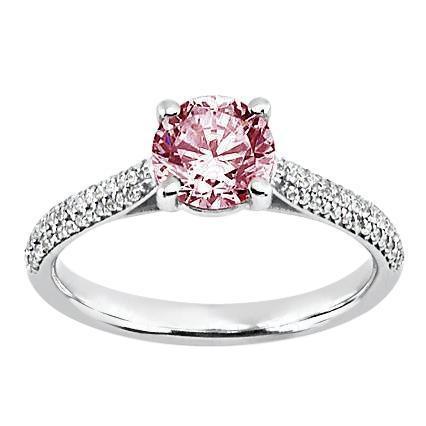 1.26 Ct Round Pink Sapphire Center Wedding Gemstone Ring - Gemstone Ring-harrychadent.ca