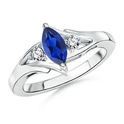 1.30 Ct Marquise Natural Earth Mined Diamond Sri Lankan Sapphire Stone Ring