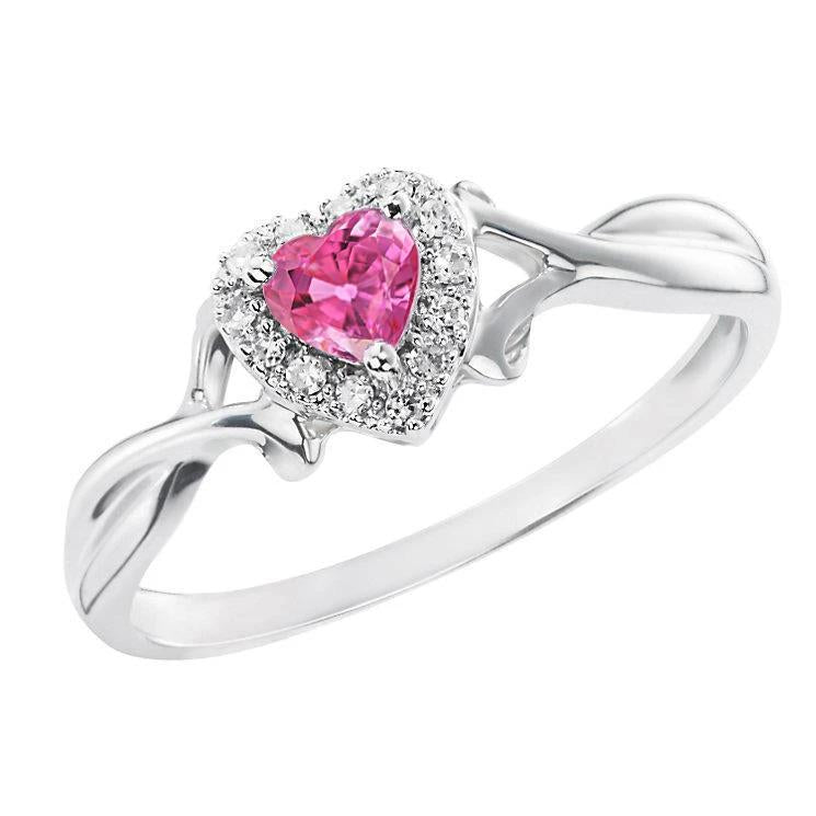 1.30 Ct Pink Sapphire And Diamond Wedding Ring 14K White Gold - Gemstone Ring-harrychadent.ca