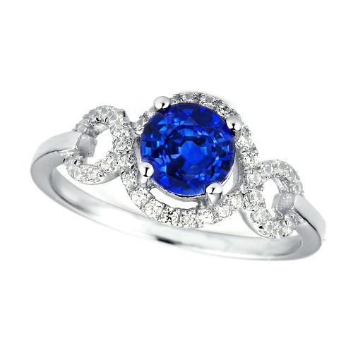 1.35 Ct Ceylon Sapphire Gemstone Round Cut Diamond Ring - Gemstone Ring-harrychadent.ca