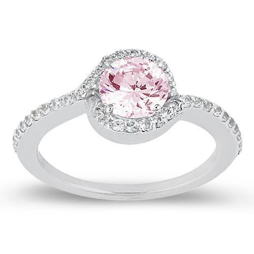 1.35 Ct Pink Sapphire & Round Diamonds Engagement Ring Gemstone WG 14K - Gemstone Ring-harrychadent.ca