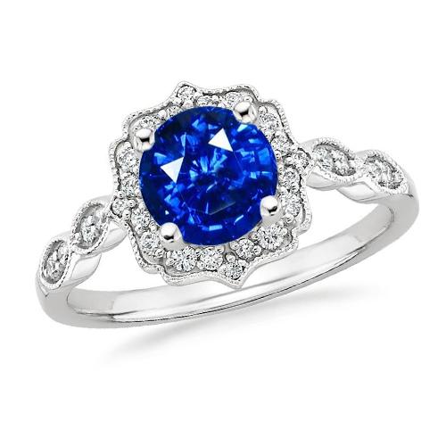 1.4 Ct Round Cut Sri Lanka Sapphire Gem Stone Ring - Gemstone Ring-harrychadent.ca