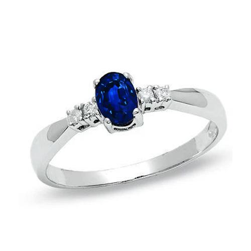 1.40 Ct Ceylon Sapphire With Diamond Five Stone Wedding Ring - Gemstone Ring-harrychadent.ca