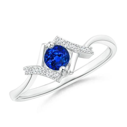 1.5 Ct Round Brilliant Cut Sapphire And Diamonds Ring 14K White Gold - Gemstone Ring-harrychadent.ca