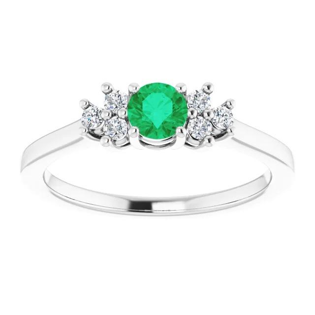1.50 Carats Diamond And Round Green Emerald Stone Ring - Gemstone Ring-harrychadent.ca