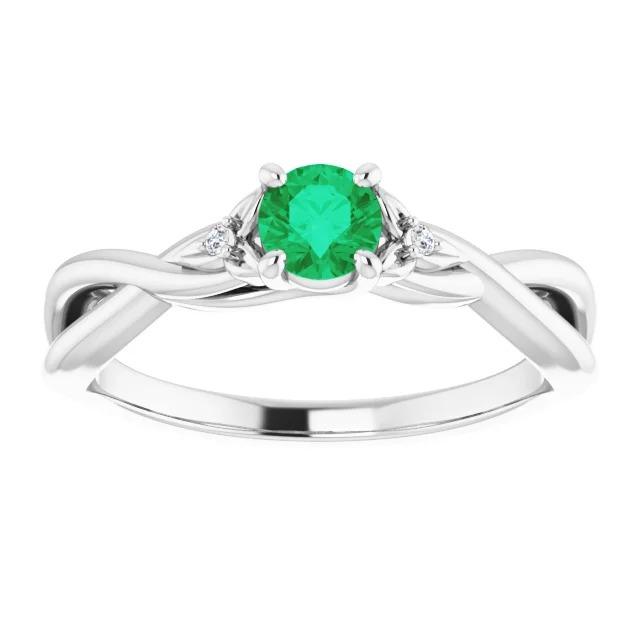 1.50 Carats Green Emerald Ring Twisted Shank White Gold 14K - Gemstone Ring-harrychadent.ca