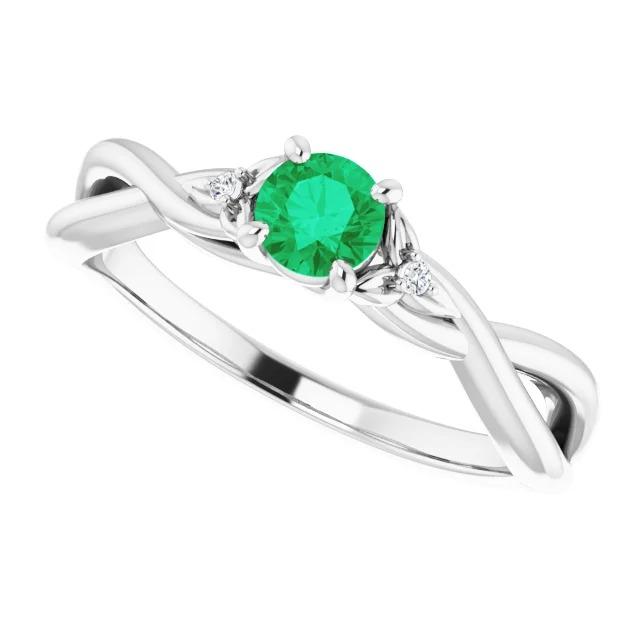 1.50 Carats Green Emerald Ring Twisted Shank White Gold 14K - Gemstone Ring-harrychadent.ca