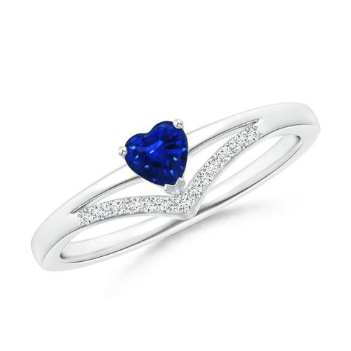 1.50 Ct Heart And Round Cut Ceylon Sapphire & Diamond Ring Gold - Gemstone Ring-harrychadent.ca