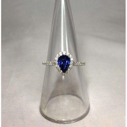 1.60 Ct Pear Cut Sri Lanka Blue Sapphire Natural Earth Mined Diamond Ring