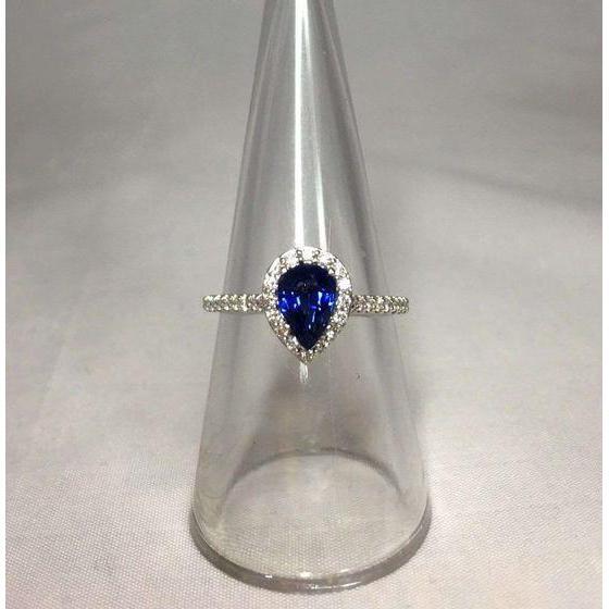 1.60 Ct Pear Cut Sri Lanka Blue Sapphire Diamond Ring - Gemstone Ring-harrychadent.ca